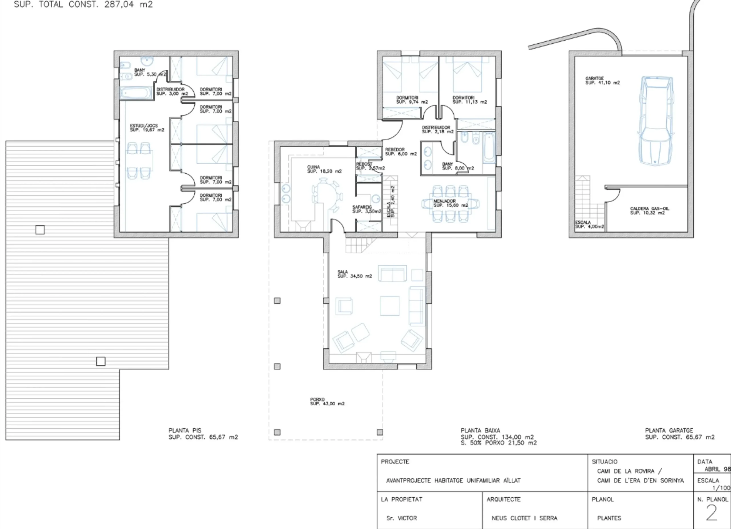 Avantprojecte habitatge unifamiliar aïllat a Olost. Neus Clotet, arquitectura i paisatge