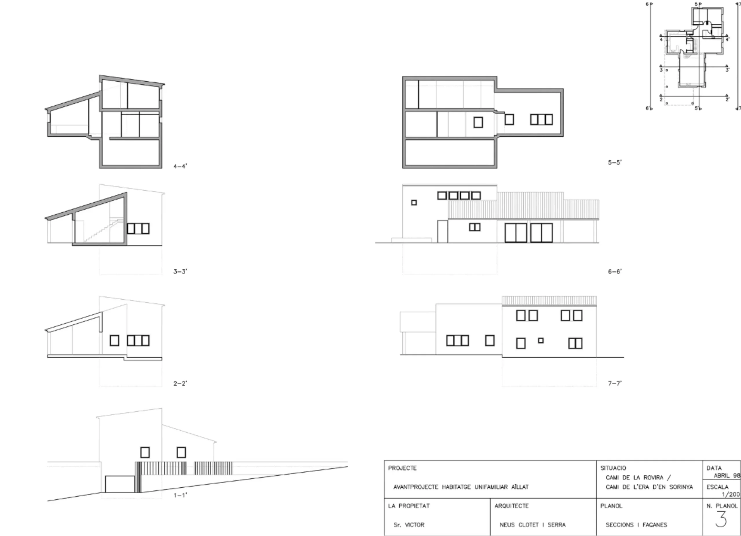 Avantprojecte habitatge unifamiliar aïllat a Olost. Neus Clotet, arquitectura i paisatge