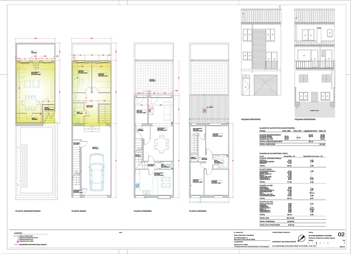 Projecte Executiu de Legalització d’un habitatge unifamiliar entre mitgeres a Sant Hipòlit de Voltregà. Neus Clotet, arquitectura i paisatge