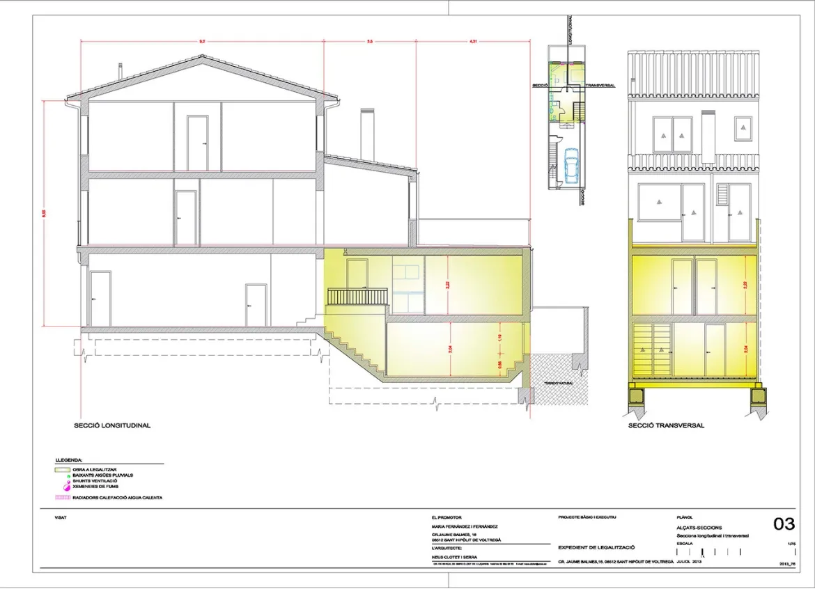 Projecte Executiu de Legalització d’un habitatge unifamiliar entre mitgeres a Sant Hipòlit de Voltregà. Neus Clotet, arquitectura i paisatge
