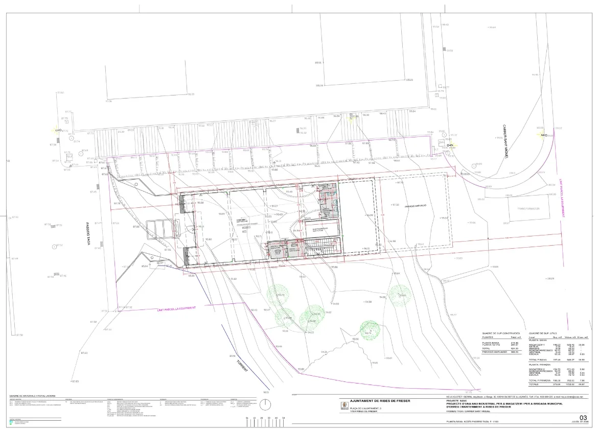 Projecte bàsic d’una nau industrial per a la Brigada Municipal de l'Ajuntament de Ribes de Freser. Neus Clotet, arquitectura i paisatge