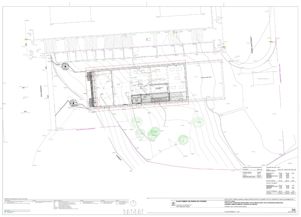 Projecte bàsic d’una nau industrial per a la Brigada Municipal de l'Ajuntament de Ribes de Freser. Neus Clotet, arquitectura i paisatge
