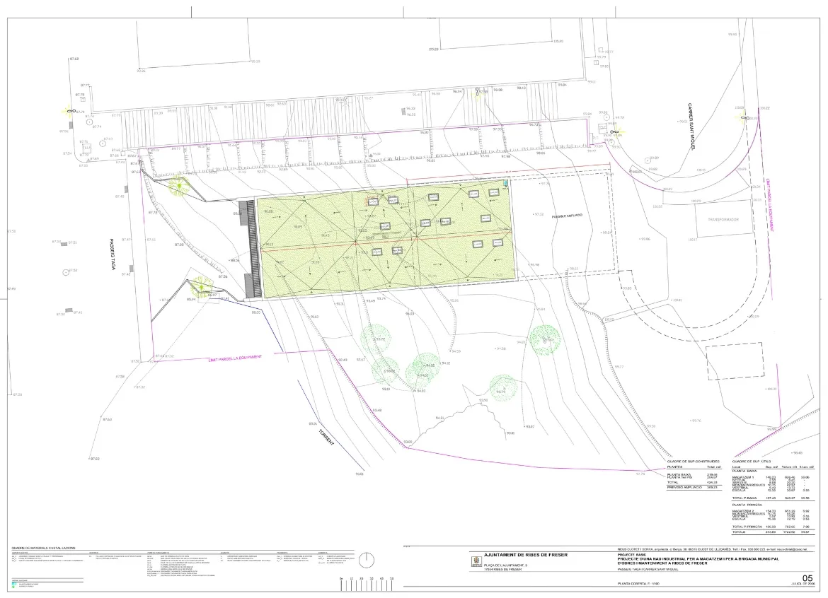Projecte bàsic d’una nau industrial per a la Brigada Municipal de l'Ajuntament de Ribes de Freser. Neus Clotet, arquitectura i paisatge