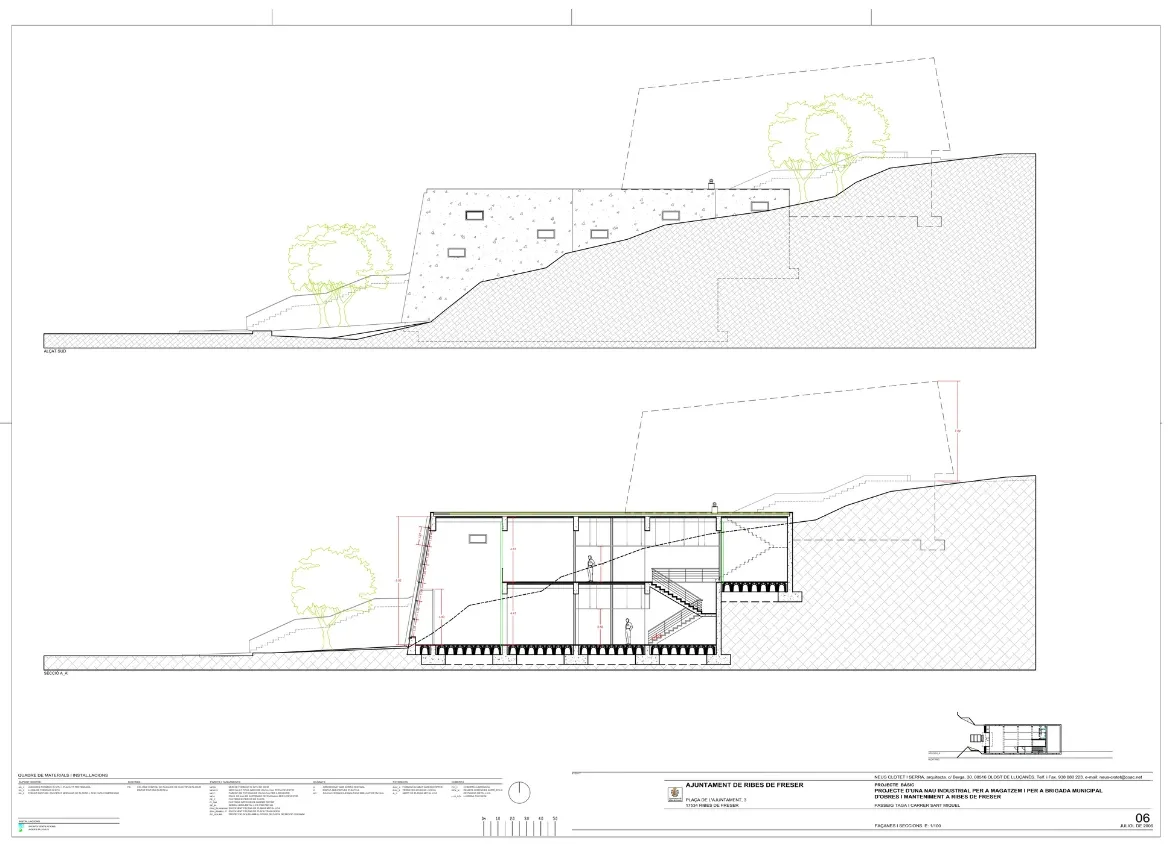 Projecte bàsic d’una nau industrial per a la Brigada Municipal de l'Ajuntament de Ribes de Freser. Neus Clotet, arquitectura i paisatge