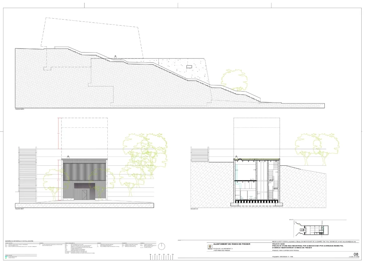 Projecte bàsic d’una nau industrial per a la Brigada Municipal de l'Ajuntament de Ribes de Freser. Neus Clotet, arquitectura i paisatge