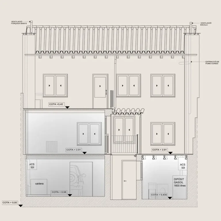 Divisió horitzontal edifici entre mitgeres a Olost